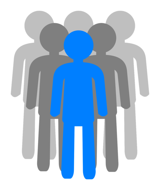Illustration of two people, one supporting the other, representing personal assistance